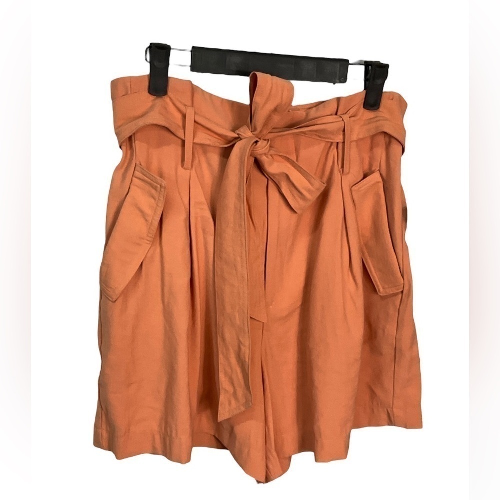 A New Day Women Size 14 High Rise Paper Bag Waist Belted Orange Shorts NWT U2